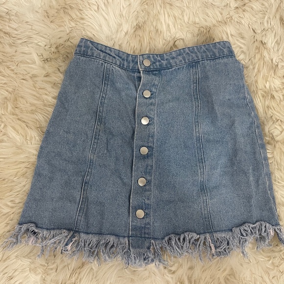 Small Denim Mini Skirt with Fringe - Picture 1 of 4